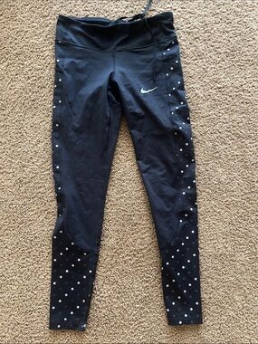 Nike Black Leggings with White Polka Dot Accents